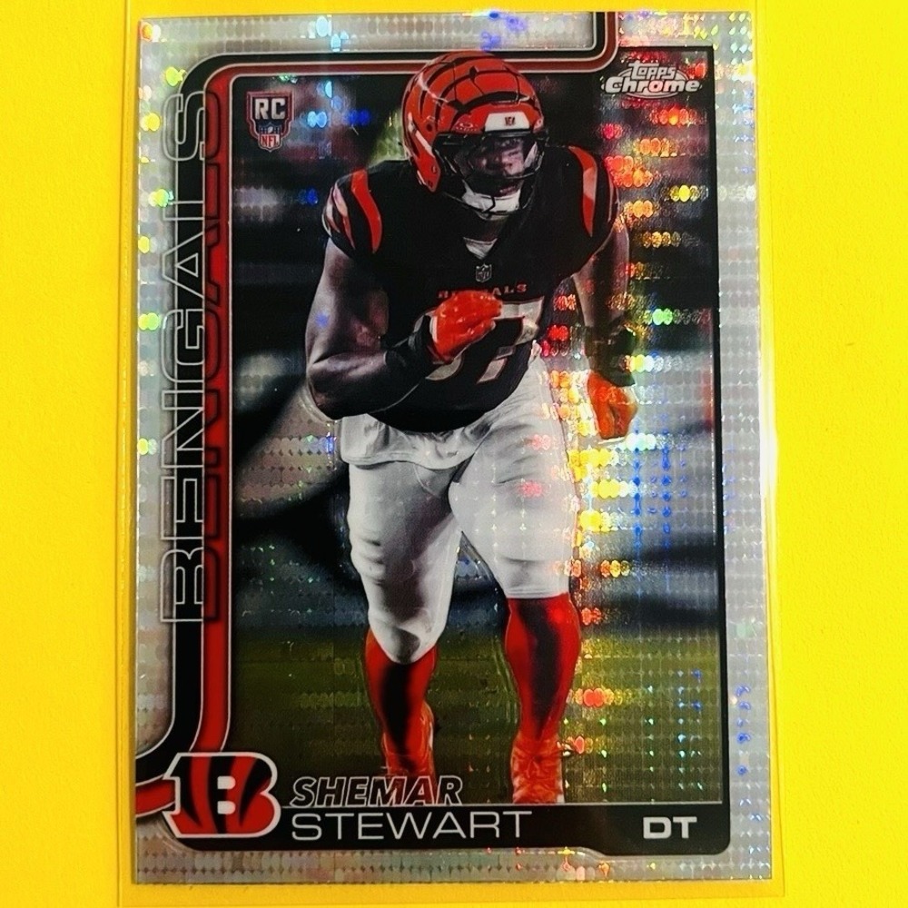 2025 Topps Chrome NFL Football Shemar Stewart RC Pulsar Refractor Bengals #363